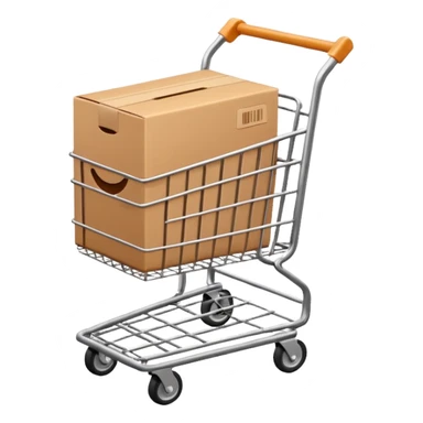 shopping cart with a small box inside sticker