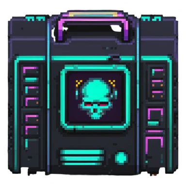 32x32 cyberpunk folder icon with neon glow, retro computer style sticker