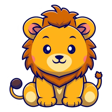 baby lion with fluffy mane sticker