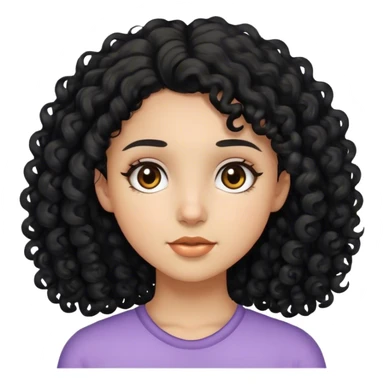 Girl with black curly hair and brown eyes sticker