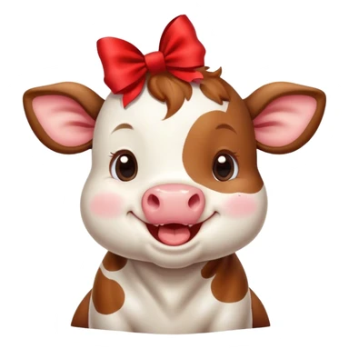 cute baby cow with bow laughing  sticker