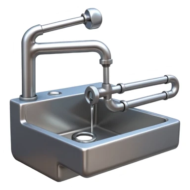 3D illustration of a metal wrench tightening a pipe under a sink, clean Pixar-like 3D style, soft shadows, simple background, plumbing tool focus, vibrant but not exaggerated

 sticker