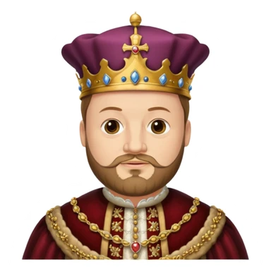 Henry VIII as an emoji, iconic Tudor king with beard, hat, and ornate clothing sticker