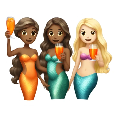 Three mermaids (1 blond, 2 brown hair) drinking aperol sticker