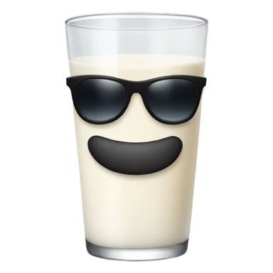 Glass of milk with sunglasses sticker
