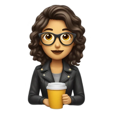 Chica linda tomando café con gafas sticker