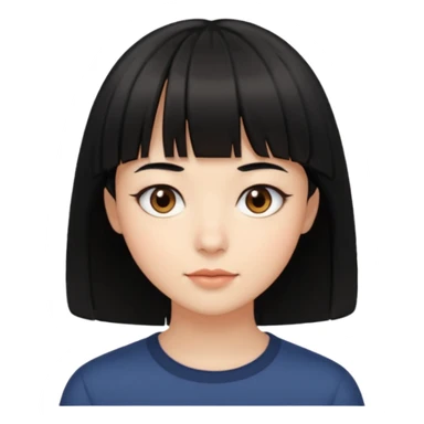 Siyah saçlı Açık tenli kısa orta saçlı kahküllü açık kahve göz sticker