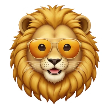 lion with sunglasses, smiling sticker