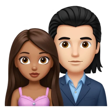 a pretty fair bratz girl with long brown hair and handsome white man with black hair sticker