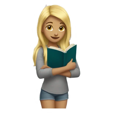 a girl with blonde hair reading books  sticker
