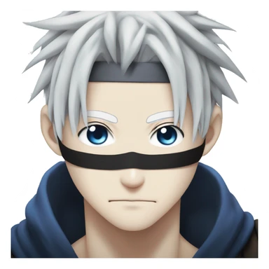 white hair, blue eyes, with blindfold, from Jujutsu Kaisen, sticker