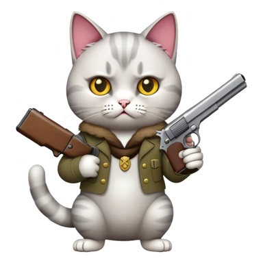 Cat holding a pistol who is upset sticker