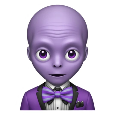 Purple alien with striped bowtie sticker