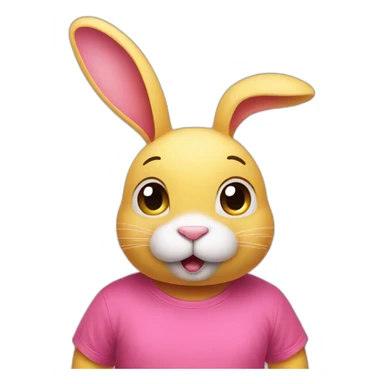 pink rabbit in yellow teeshirt shrugging shoulders sticker