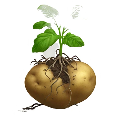 potato plant with roots and tubers sticker
