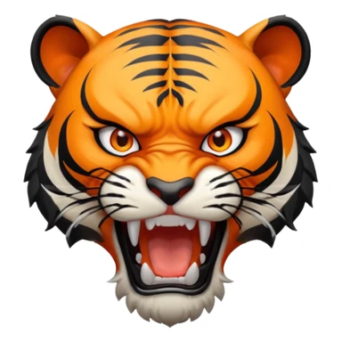 full body of angry tiger with fangs, front face  sticker