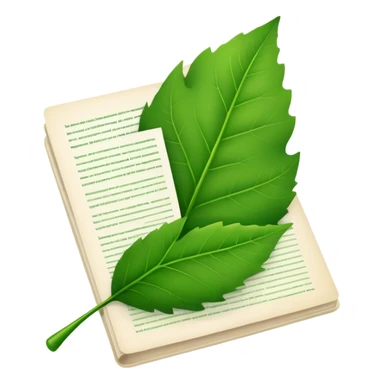 document with text and a leaf sticker