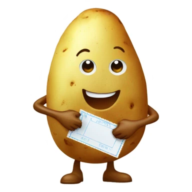 potato is holding a stamp in his hands sticker
