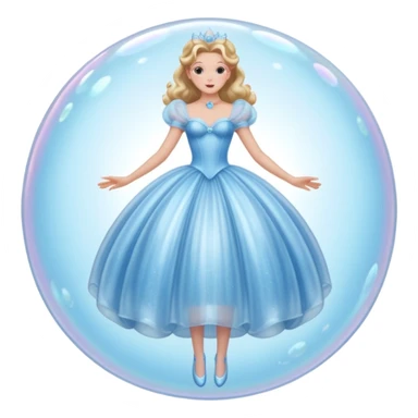 The bubble dress is typically a voluminous ball gown, designed to make Glinda look like she’s literally floating in a bubble. It features:  Pale blue or shimmering white-blue hues  sticker