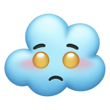 Cute sad blue cloud with blush  sticker