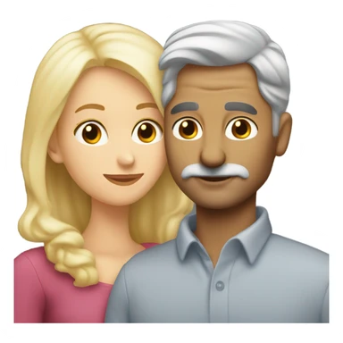 Grey hair man with no facial hair kissing blonde hair lady sticker