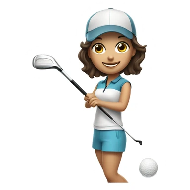 Cute brunette girl playing golf sticker