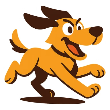 cartoon style running dog with exaggerated action, suitable for emoji sticker