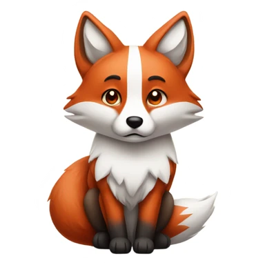 red and white fox, sad face, frowning sticker
