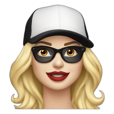 Margot robbie in a black cap sticker