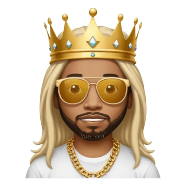 Lil jon wearing a crown, white framed sunglasses, white t shirt and gold chain  sticker