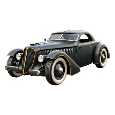  the animated series Batmobile loosely based on 1936 cord 812 (flat long faceted body) stealthy understated rat rod  sticker