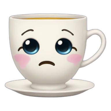 Crying sad cute teacup sticker