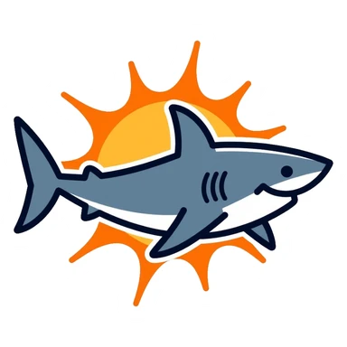 sun shark, a shark with sun rays coming out of it sticker