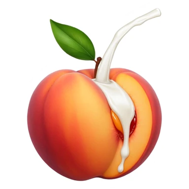 Brzoskwinia z pęknięciem a z pęknięcia wydobywa sie białe mleko sticker