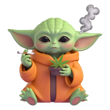 baby yoda smoking cannabis sticker
