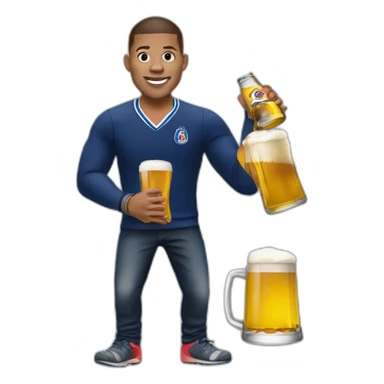 Mbappé tenant une biere sticker