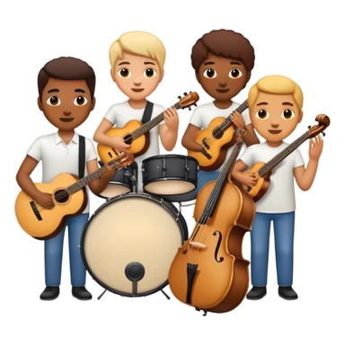 png white background in ios emoji style depicting a band playing live sticker