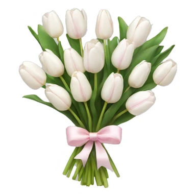 White tulips bouquet with light pink bow  sticker