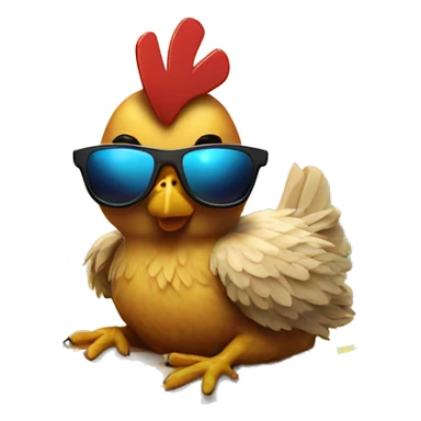 Chicken with sunglasses riding a surfboard sticker