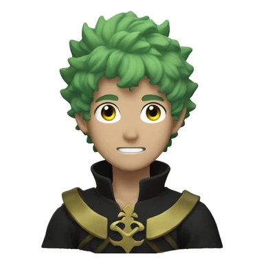 Black clover with gold with green hair sticker