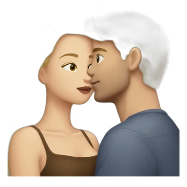 Blond guy kissing brunette sticker