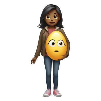 girl with an egg sticker