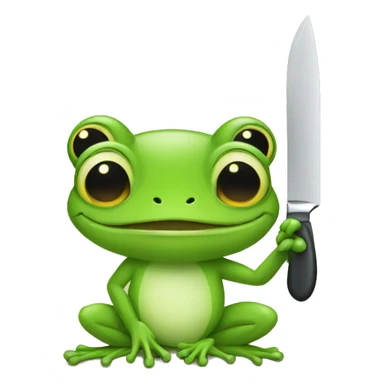 a cute frog holds a knife. sticker