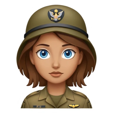 army girl blue eyes brown hair sticker