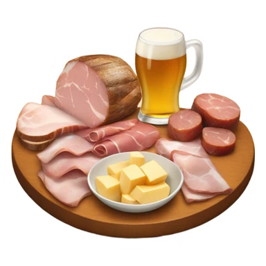 ham, cheese and salamis table with a beer sticker