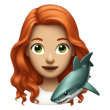 red haired woman with shark teeth with green eyes sticker