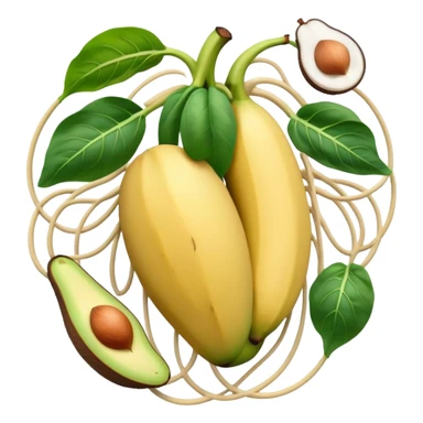 Banana, avocado, potato, spinach, coconut, white beans, and melon surrounding a glowing heart and nervous system network. Gentle electrical waves flow from the foods to the organs and muscles, illustrating how potassium maintains fluid balance and electrical stability throughout the body. sticker