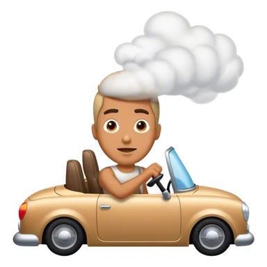Man driving steaming car sticker