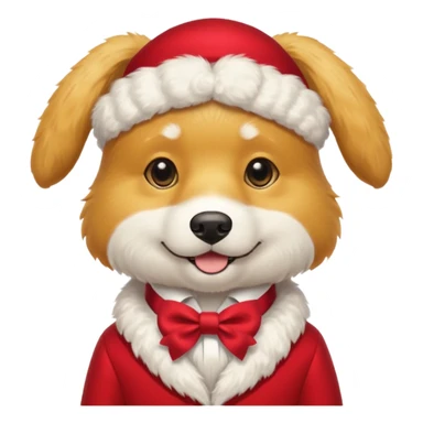 Golden Dog with NeckBow in red suit. sticker