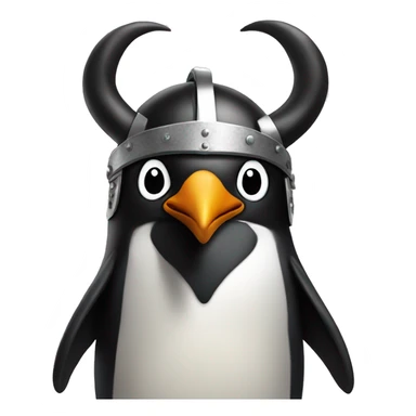 penguin with face wearing viking helmet with big horns sticker